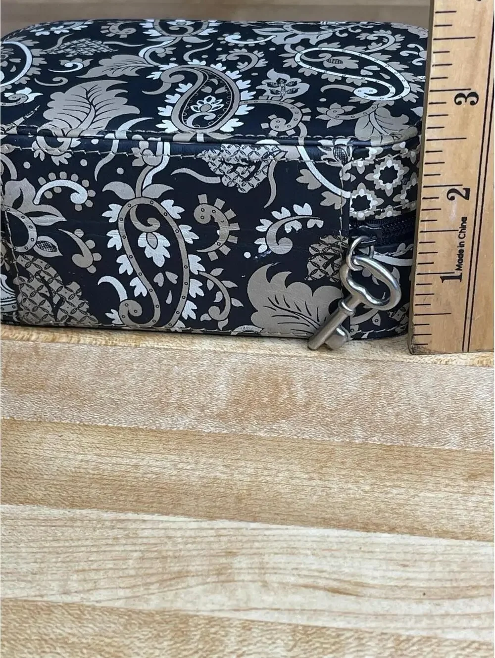 Vintage Fossil Coated Canvas Cashmere patterns Cosmetic Makeup  Jewelry Case